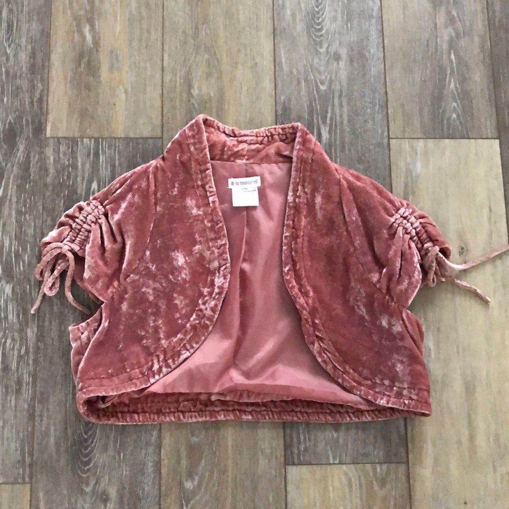 Pink crushed velvet shrug size M